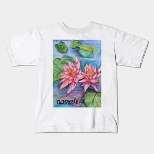 Namaste lotus flower in watercolors Kids T-Shirt